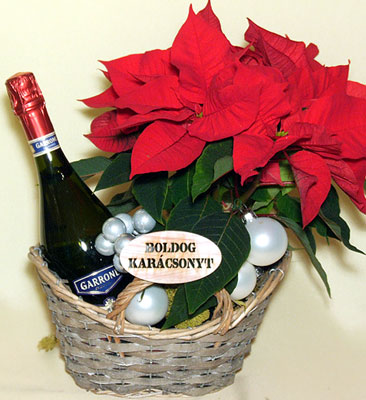 Borban a vigass&aacute;g - Finom v&ouml;r&ouml;sbor, eleg&aacute;ns d&iacute;szdobozban, kar&aacute;csonyias vir&aacute;gos d&iacute;sz&iacute;t&eacute;ssel