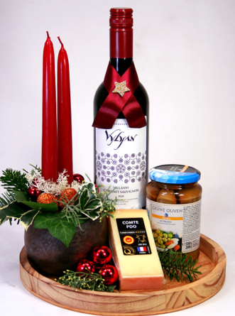 Virágposta - Gourmand kóstoló - Karácsonyi ajándéktál magyar vörösborral
