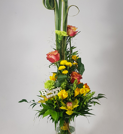 Virágposta - Ballagási csokor rózsákkal és orchideákkal